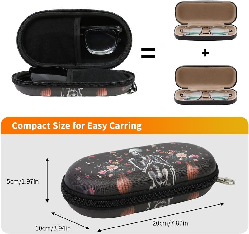 FlyingMage Store Double Eyeglasses Case, Hard Shell Dual Sunglasses Organizer with Zipper Clip Travel Glasses Storage for Women Men - Image 5